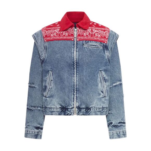Pdf Men Denim Jacket With Bandana Panel